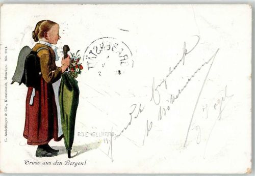 Gruss aus den Bergen Frau Regenschirm