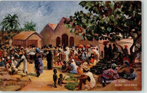 Accra Goldküste E. Cheesman Oilette Marktszene Market Salaga