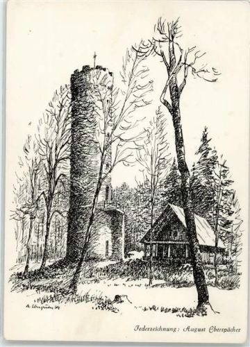 Biedenkopf Aussichtsturm Schutzhütte des oberhessischen Gebirgsverein sign.