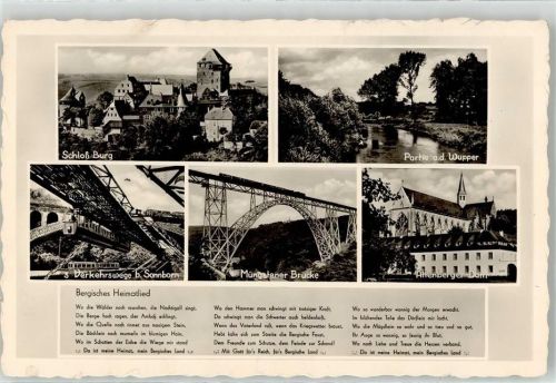 Odenthal bergisches Heimatlied Schwebebahn Eisenbahn Brücke Altenberger Dom Wupper Schloss Burg