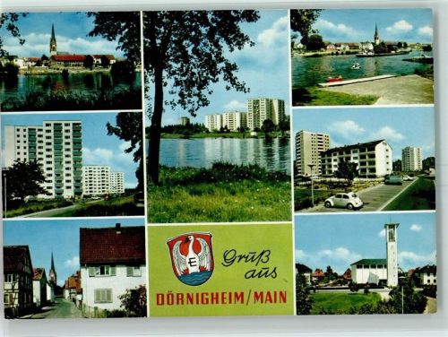 63477 W6457 Dörnigheim - Kirche VW Käfer Hochhaus