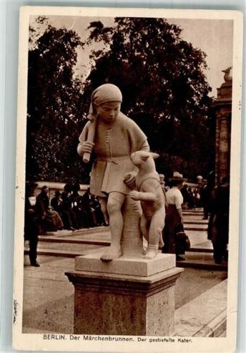 Friedrichshain 1914 Denkmal Märchenbrunnen der gestiefelte Kater