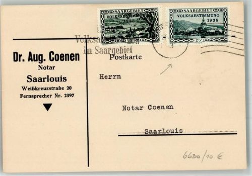 Saarlouis 1935 Dr. Aug. Coenen Notar