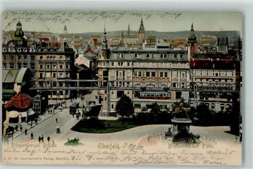 Wuppertal 1903 Döppersberger Brücke Elberfeld Straßenbahn Brausenwerther Platz Denkmal