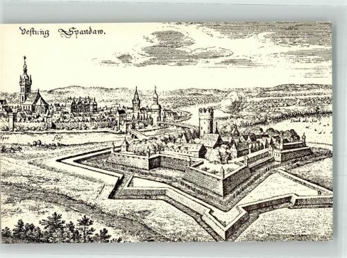 Spandau 1994 Burg Festung Zitadelle AK nach Stich Merian 1638