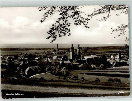 Wemding Panorama des Ortes mit Stadtpfarrkirche St. Emmeram Fotograf Kohlbauer