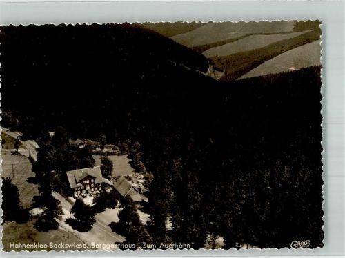 Hahnenklee-Bockswiese Fliegeraufnahme vom Berggasthaus Zum Auerhahn Foto Original aus Archiv eines Ansichtskartenverlages
