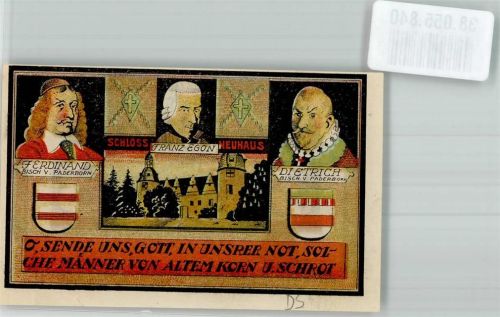 Schloß Neuhaus 1921 3 Mark Bischoff Ferdinand Franz Egon