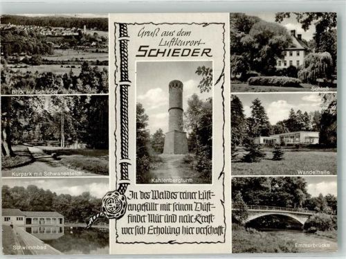 Schieder 1971 Aussichtsturm Kahlenbergturm Schwimmbad Schloss Kurpark