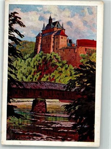 Kriebstein sign. Prätorius Schloss Kriebstein mit Zschopaubrücke