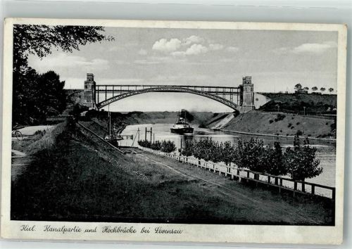 Levensau Kaiser-Wilhelm-Kanal mit Hochbrücke Levensau Fotograf Ernst Crull