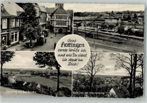 Hattingen 1961 Bahnhof Untermarkt Ruhrbrücke