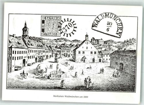 Waldmünchen 1988 Marktplatz um 1800 Stich auf AK