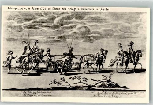 Stolpen Gräfin Cosel Erinnerungskarte Triumphzug vom Jahre 1706 zu Ehren des Königs von Dänemark in Dresden VEB Bild und Heimat