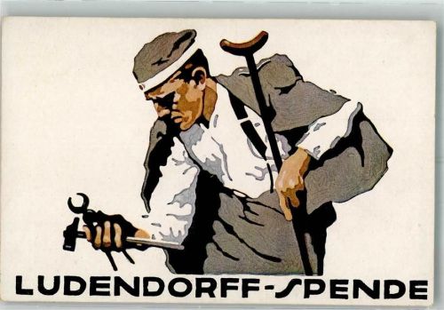 Kriegsbeschädigter Landser mit Werkzeug Ludendorff-Spende Hohlwein, L. Künstlerkarte