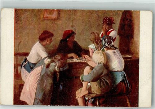 sign. Jobst Frau legt einer Familie die Karten No. 134