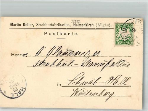 Heimenkirch 1906 Strohhut- Fabrik Martin Keller Geschäftskorrespondenz