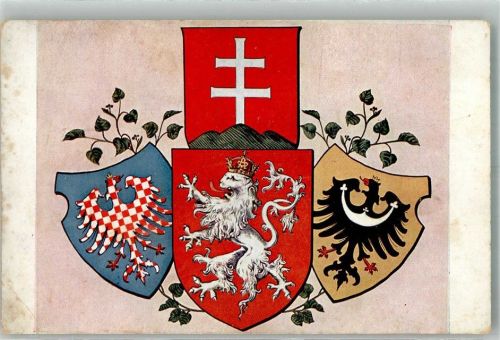Die Wappen der Republik Tschecheslowakei Böhmen Mähren Slowakei Schlesien Künstlerkarte