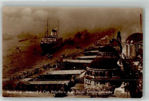 Hamburg 1927 Ankunft des Ozeanliners an den St. Pauli Landungsbrücken