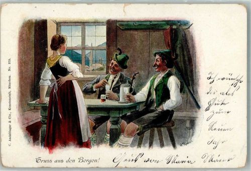 1901 sign. Kraus A. Tracht Bierkrug Pfeife C. Andelfinger u. Cie No. 379