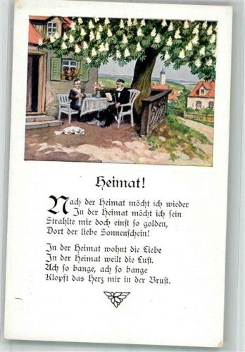 Gedicht Heimat! Altes Ehepaar unter blühendem Kastanienbaum WSSB No. 5011