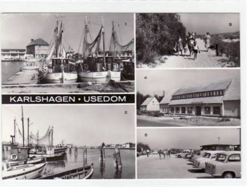 Karlshagen Usedom mit Fischerhafen, Weg zum Strand und HO-Landwarenhaus gelaufen 1983. Top Erhaltung.