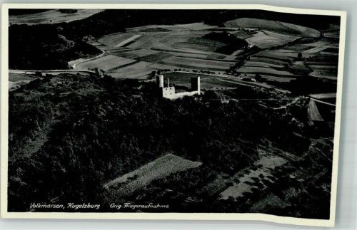 Volkmarsen 1938 Fliegeraufnahme der Kugelsburg