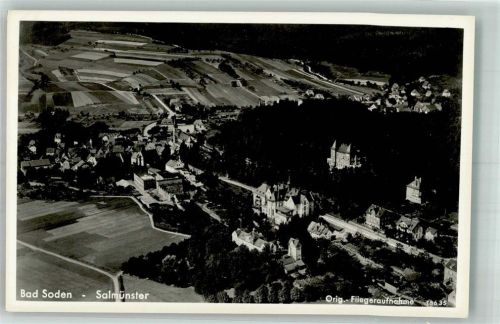 Salmünster 1938 Fliegeraufnahme des Ortes mit Burg Stolzenberg