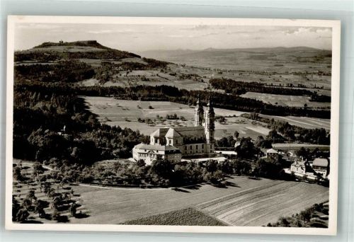Vierzehnheiligen 1939 Fliegeraufnahme der Basilika Vierzehnheiligen mit dem Staffelberg
