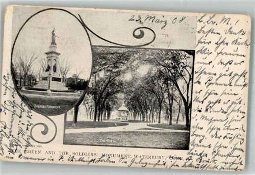 Hartford 1908 Gebrauchsspuren Denkmal Soldiers Monument The Green Waterbury