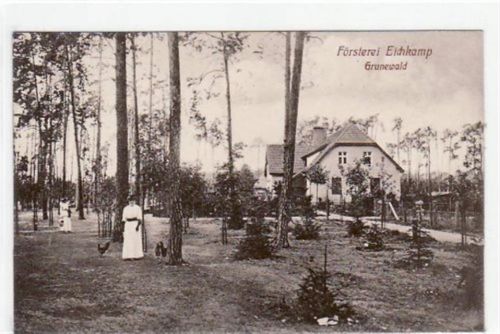 Berlin Wilmersdorf, Grunewald mit Försterei Eichkamp gelaufen, Marke entfernt, handschriftliches Datum von 1919. Gute Erhaltung.