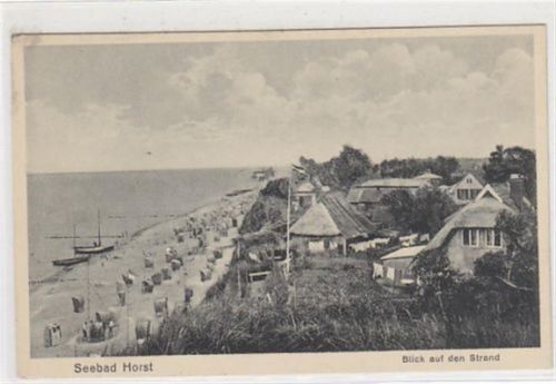 Seebad Horst - Niechorze / Kreis Greifenberg - Gryfice. Blick auf den Strand. Karte beschrieben Gute Erhaltung.