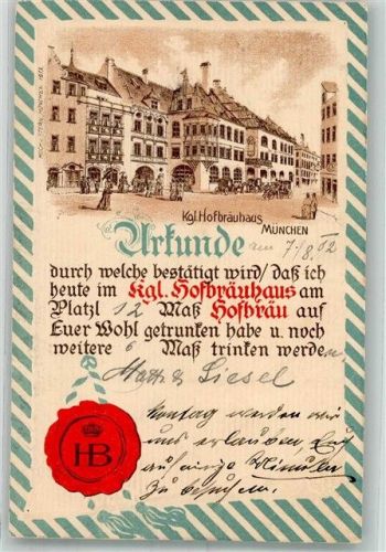München 1902 Urkunde Hüttenstempel