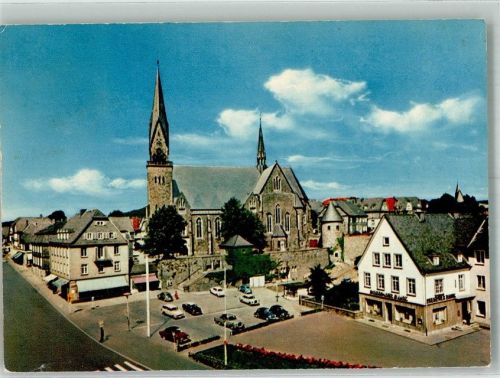 57462 W5960 Olpe , Biggesee Foto AK Kurkölner Platz Martinuskirche Auto Geschäft