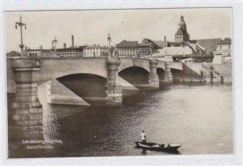 Landsberg a.d. Warthe Gerloffbrücke in Landsberg a. d. W. / Gorzów Wielkopolski. Karte beschrieben Gute Erhaltung.