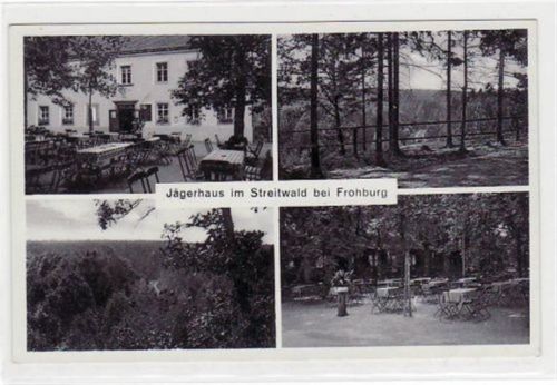 Frohburg Streitwald bei Frohburg mit Jägerhaus und Waldpartie gelaufen und Bahnpoststempel von 1937, Zug Nr. 2542. Gute Erhaltung.
