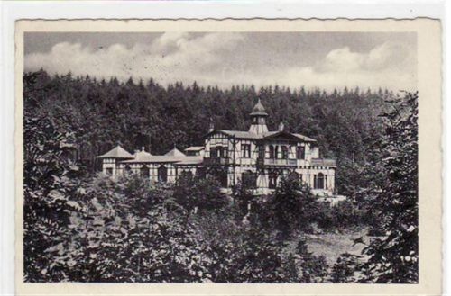 Meerane mit Waldgaststätte " Ferienheim " gelaufen von ca. 1930, Marke entfernt kleiner Knick oben rechts und unten in der Mitte, leicht fleckig, sonst gut erhalten