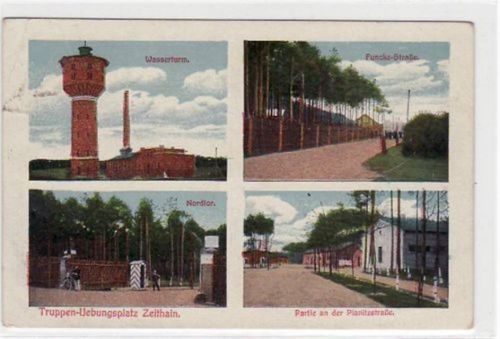 Zeithain Zeithain, Truppenübungsplatz mit 4 Abbildungen. Feldpost, mit Stempel von 1918 kleiner Knick oben links, sonst gut erhalten.