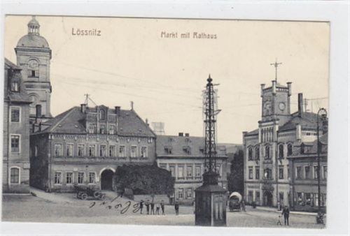 Lößnitz Lössnitz. Markt Rathaus gelaufen 1920. Gute Erhaltung.
