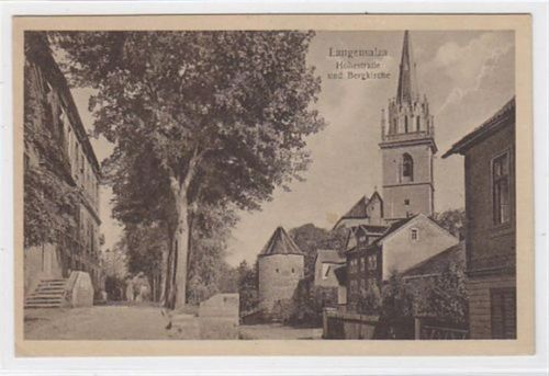 Langensalza mit Hohestraße und Bergkirche ungelaufen kleiner Knick an der linken unteren Ecke , sonst gut erhalten
