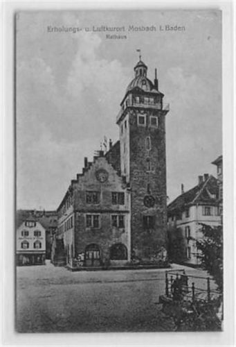 Mosbach Mosbach. Partie am Rathaus ungelaufen Ecken mit Albumabdrücken, kleiner Knick oben rechts, sonst gut erhalten