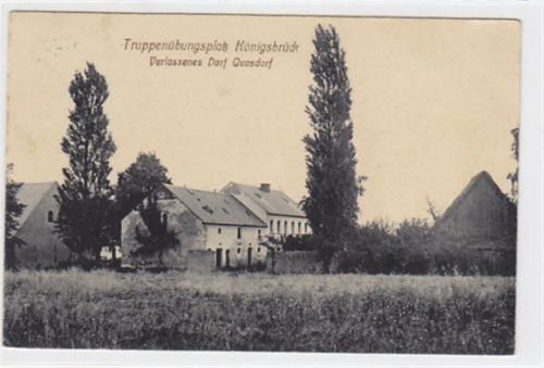Königsbrück Truppenübungsplatz Königsbrück. Verlassenes Dorf Quosdorf gelaufen 1913. Leichte Stempelspuren, sonst gut erhalten.