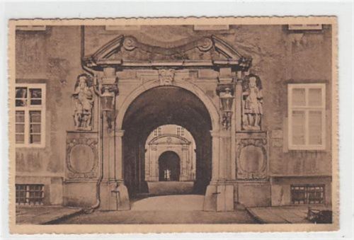Portal der ehemaligen Abtei Corvey bei Höxter an der Weser gelaufen, 1926. Gute Erhaltung.