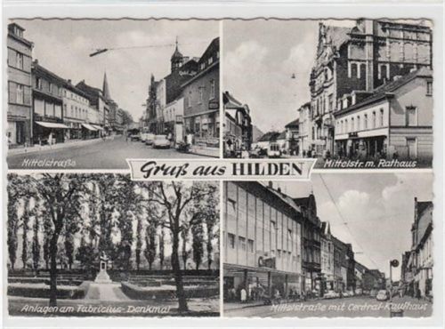 Hilden Hilden mit Mittelstraße u. Central - Kaufhaus gelaufen, 1965 kleiner Knick oben links und rechts, sonst gut erhalten