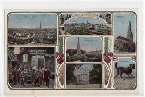 Buxtehude, 9 Abbildungen mit Vorstahlmeister C. Eberstein gelaufen, 1918. Leichter Bug unten links, leicht fleckig, sonst gut erhalten