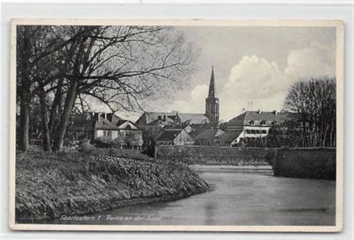 Saarlouis Saarlouis. ein Blick auf die Saar gelaufen. Leichter Stempeldurchdruck, leicht bügig, sonst gut erhalten