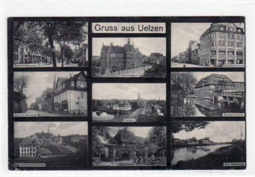 Uelzen Bahnhofstraße u. Fischerhof. Feldpost, Stempel von 1914. Stempeldurchdruck mit Einriß, kleiner Knick unten links, rechter Rand leicht beschnitten, sonst gut erhalten