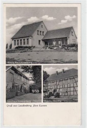 Laudenberg, Post Kürten mit Gasthaus Sommerberg, Schule Neu-Laudenberg und Oberlaudenberg. ungelaufen Nachkriegskarte. Ecken mit Albumabdrücken, kleiner Knick unten rechts, sonst gut erhalten