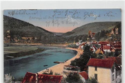 Neckarsteinach Neckarsteinach. Partie am Plateau des Bergrückens gelaufen. Ecken mit Albumabdrücken, leichte Stempelspuren, leicht fleckig, sonst gut erhalten