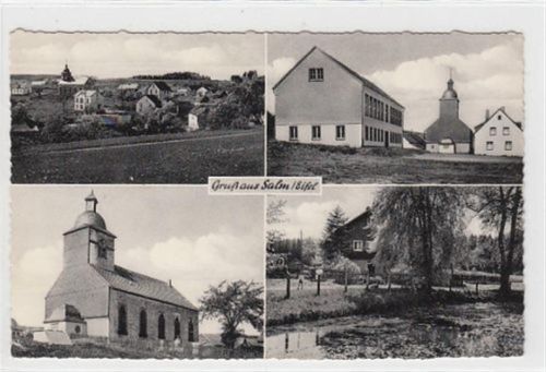 Salm in der Eifel mit Kirche. ungelaufen Nachkriegskarte. Gute Erhaltung.
